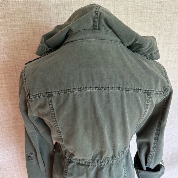 AMERICAN RAG Cie Womens sz Medium olive green hood Zip Up military Jacket cotton - Picture 8 of 16